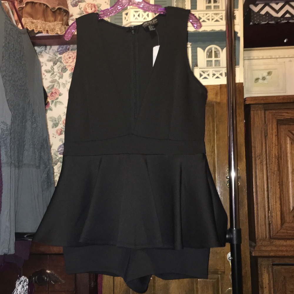 V-neck peplum-style romper